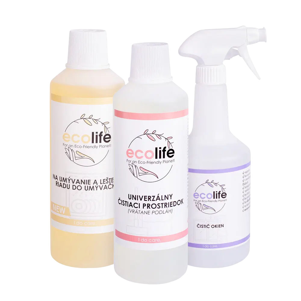 EcoLife zestaw próbny I – żel do zmywarki, uniwersalny środek i płyn do szyb
